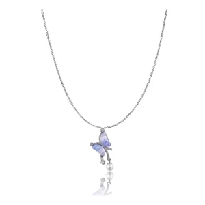 Generic Women's Stainless Steel Butterfly Dailywear Pendent Delicate Chain (Silver Plated)