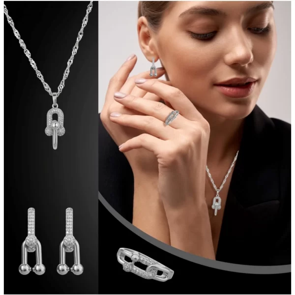 Generic Women's Stainless Steel Unique Design Silverpolish Combo Jewelry (Silver Plated) - Image 2