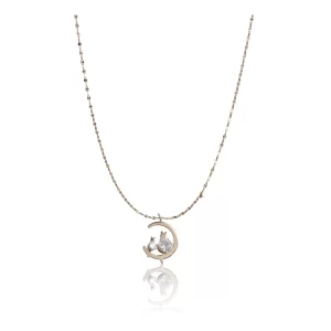 Generic Women's Stainless Steel Moon Pendent Delicate Chain (Gold Plated)