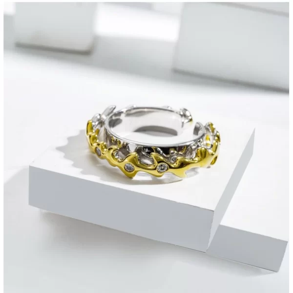 Generic Stainless Steel Double Tone High-Quality Freesize Ring (Silver Plated) - Image 3