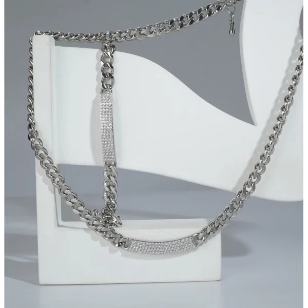 Generic Women's Stainless Steel Silver Polish Hand Bracelet And Necklace (Silver Plated) - Image 3