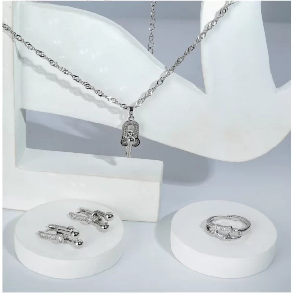 Generic Women's Stainless Steel Unique Design Silverpolish Combo Jewelry (Silver Plated) - Image 3