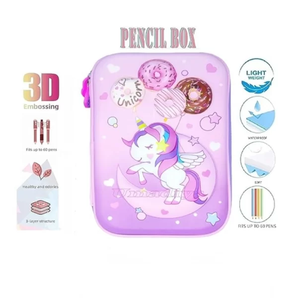 Generic Plastic Unicorn Embossed Cover Pencil Pouch, Kids, Pencil Box (Multicolor ) - Image 4