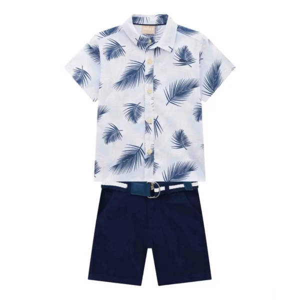 Generic Kid's Lycra Printed Casual wear Shirt And Shorts Set (SkyBlue) - Image 3