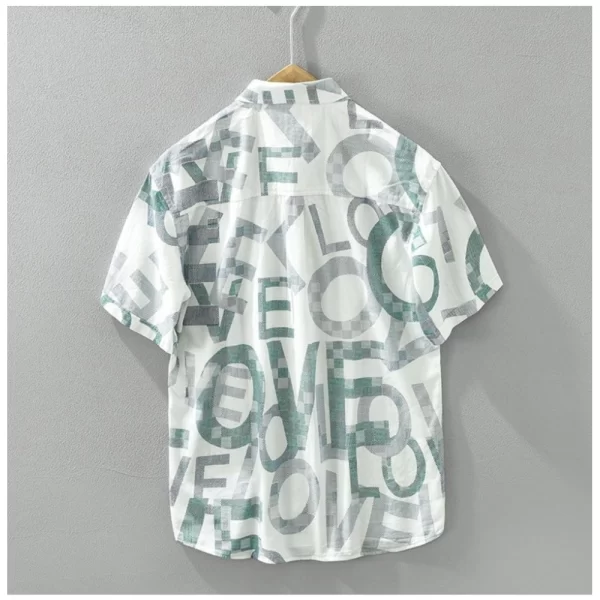 Generic Men's Casual Cotton Printed 3-4th Sleeve Collar Shirt (White ) - Image 3
