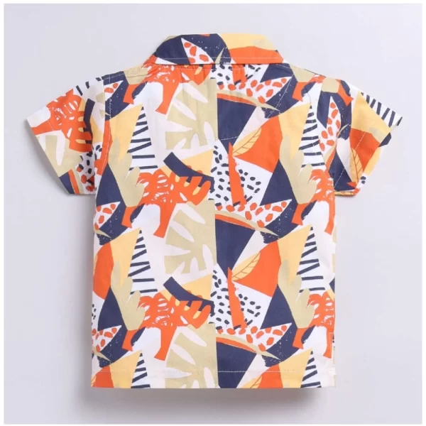 Generic Boy's Lycra Blend Printed Short Sleeve Shirt and Shorts Set (MultiColor) - Image 3