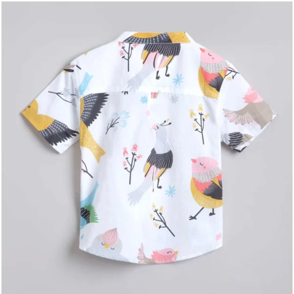 Generic Boy's Cotton Blend Printed Short Sleeve Shirt and Shorts Set (White) - Image 3