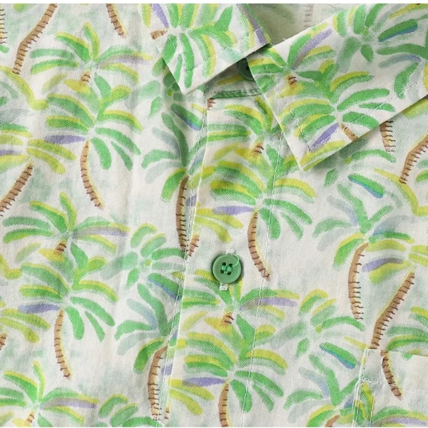 Generic Boy's Cotton Blend Printed Short  Sleeve Shirt (Green) - Image 3