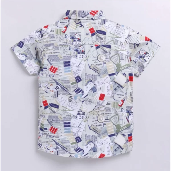 Generic Boy's Cotton Blend Printed Short Sleeve Shirt (MultiColor) - Image 4