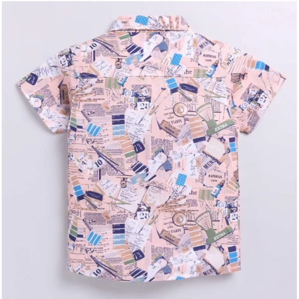 Generic Boy's Cotton Blend Printed Short Sleeve Shirt (MultiColor) - Image 3