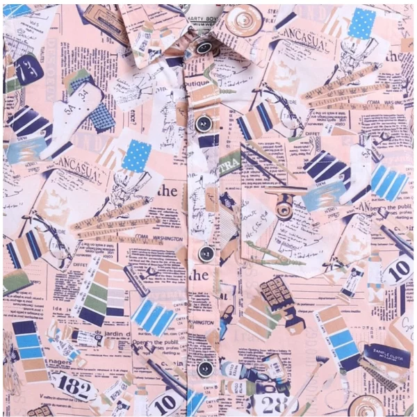 Generic Boy's Cotton Blend Printed Short Sleeve Shirt (MultiColor) - Image 4