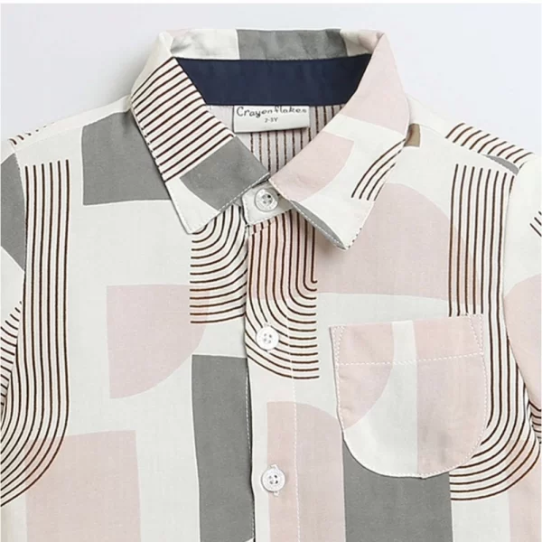 Generic Boy's Cotton Blend Printed Short Sleeve Shirt (MultiColor) - Image 3