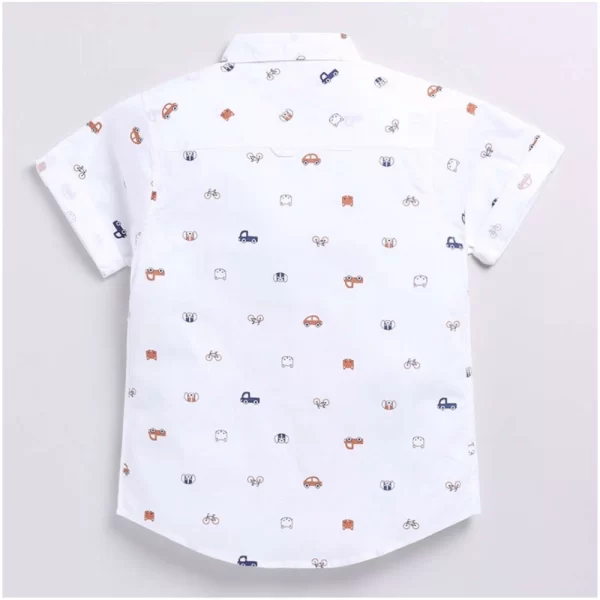 Generic Boy's Cotton Blend Printed Short Sleeve Shirt (White) - Image 4
