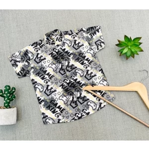 Generic Boy's Cotton Blend Printed Short Sleeve Shirt (MultiColor)