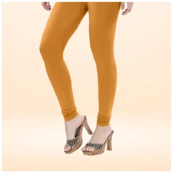 Generic Women's Cotton Blended Solid Churidar leggings (Mustard Yellow) - Image 3