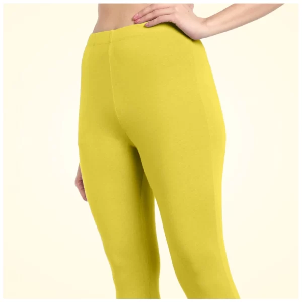 Generic Women's Cotton Blended Solid Ankle legging (Lemon Yellow) - Image 5