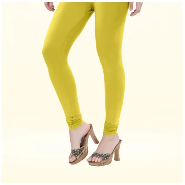 Generic Women's Cotton Blended Solid Churidar leggings (Lemon Yellow) - Image 3