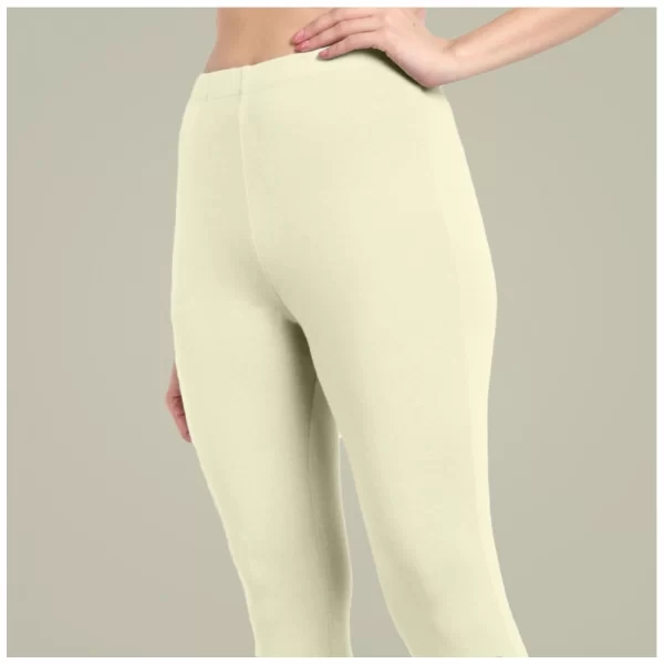 Generic Women's Cotton Blended Solid Ankle legging (Cream) - Image 2