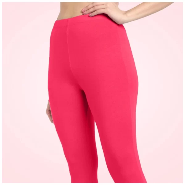 Generic Women's Cotton Blended Solid Ankle legging (Pink) - Image 2
