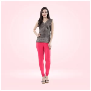 Generic Women's Cotton Blended Solid Churidar leggings (Pink)