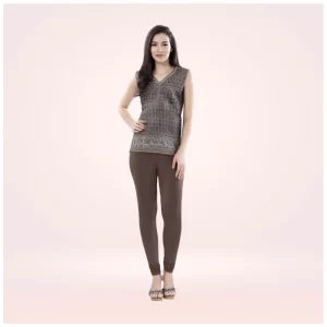 Generic Women's Cotton Blended Solid Churidar leggings (Brown)