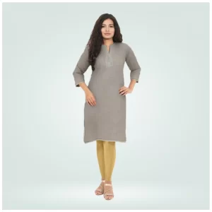 Generic Women's Cotton Blended Solid Shimmer Ankle leggings (Beige)