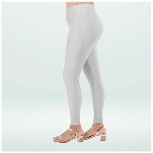 Generic Women's Cotton Blended Solid Shimmer Ankle leggings (Silver) - Image 3