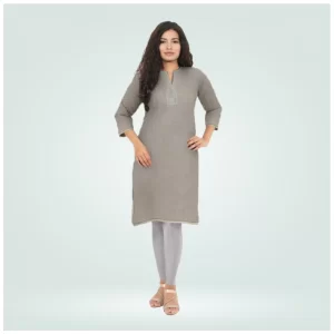 Generic Women's Cotton Blended Solid Shimmer Ankle leggings (Silver Gray)