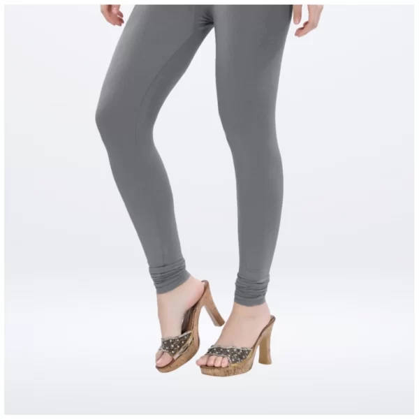 Generic Women's Cotton Blended Solid Churidar leggings (Silver Gray) - Image 3
