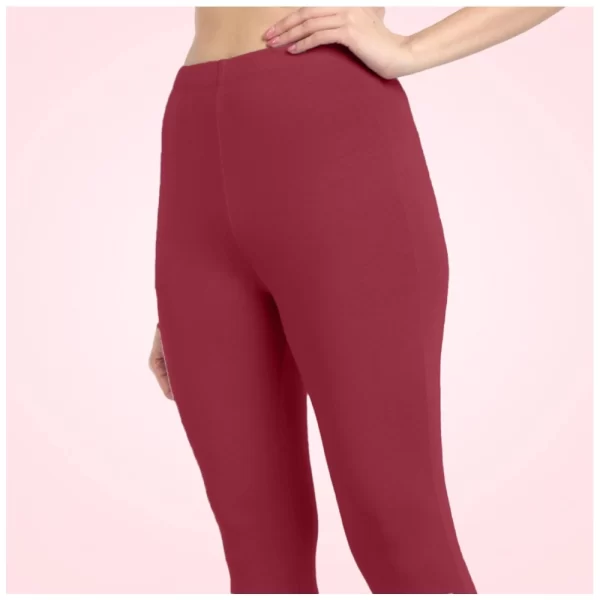 Generic Women's Cotton Blended Solid Ankle legging (Red Maroon) - Image 2