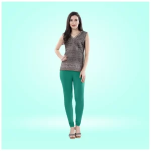 Generic Women's Cotton Blended Solid Churidar leggings (Rama Green)
