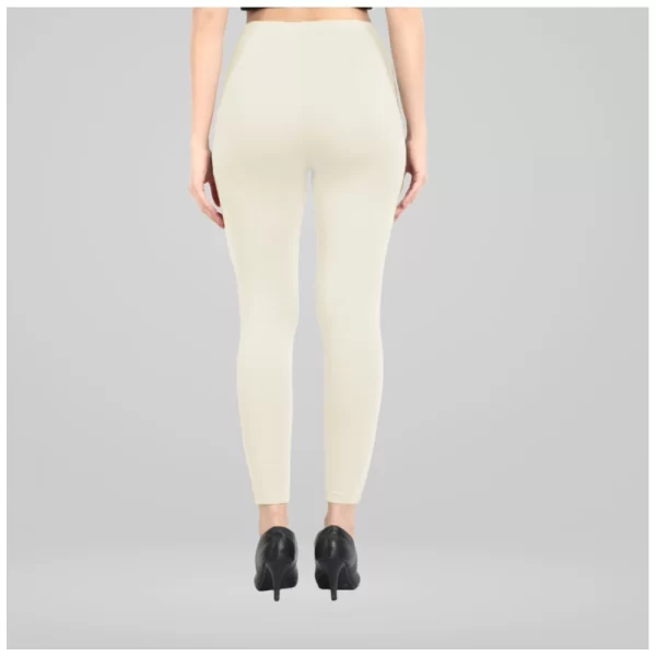 Generic Women's Cotton Blended Solid Ankle legging (Off White) - Image 5
