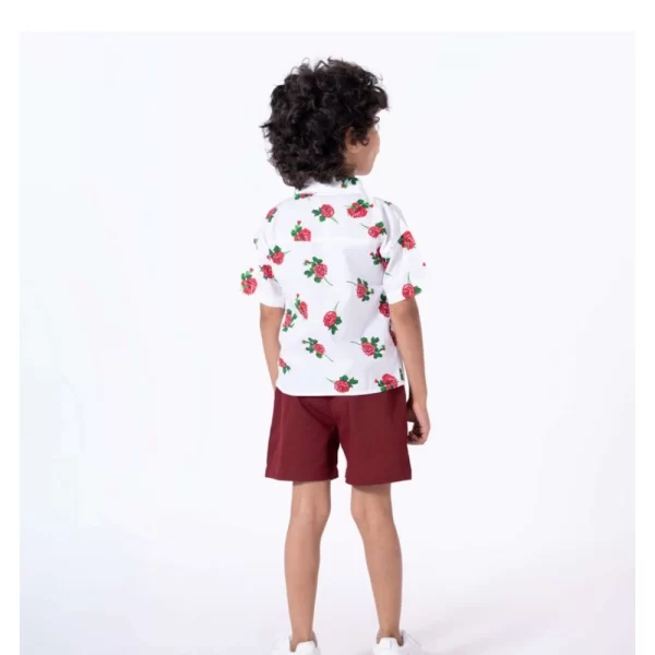 Generic Boy's Cotton Blend Printed Short Sleeve Shirt and Shorts Set (White) - Image 4