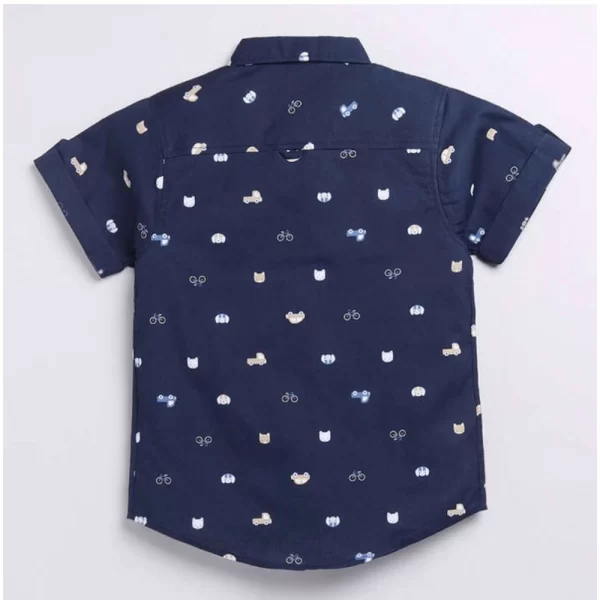Generic Boy's Cotton Blend Printed Short Sleeve Shirt (Navy Blue) - Image 4