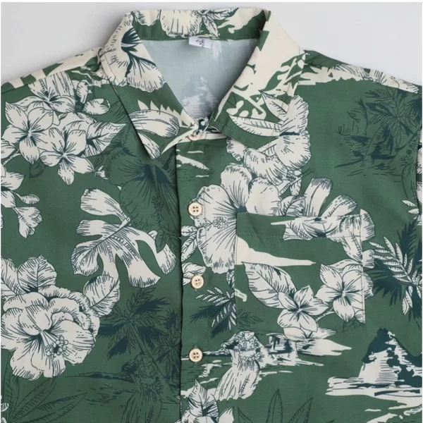 Generic Boy's Cotton Blend Printed Short Sleeve Shirt (Green) - Image 3