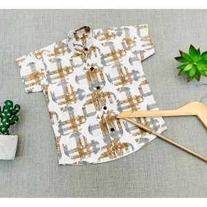 Generic Boy's Cotton Blend Printed Short Sleeve Shirt (MultiColor)