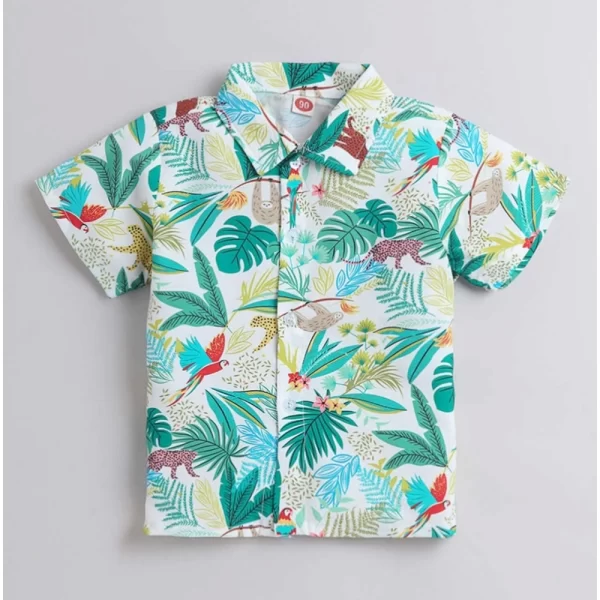 Generic Boy's Lycra Blend Printed Short Sleeve Shirt and Shorts Set (MultiColor) - Image 3