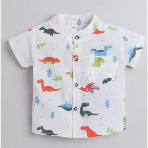 Generic Boy's Cotton Blend Printed Short Sleeve Shirt and Shorts Set (MultiColor) - Image 4