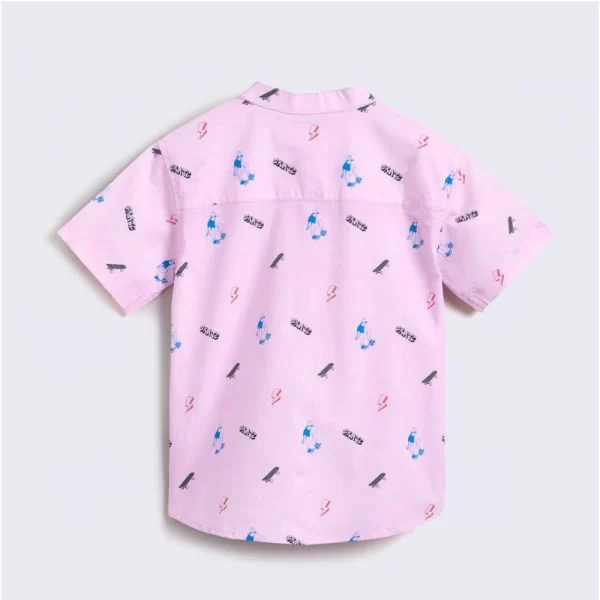 Generic Boy's Cotton Blend Printed Short Sleeve Shirt and Shorts Set (Pink) - Image 3