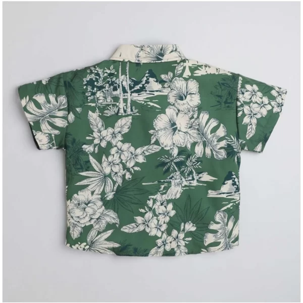 Generic Boy's Cotton Blend Printed Short Sleeve Shirt (Green) - Image 4