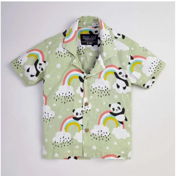 Generic Boy's Lycra Blend Printed Short Sleeve Shirt and Shorts Set (MultiColor) - Image 4