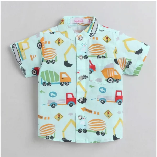 Generic Boy's Cotton Blend Printed Short Sleeve Shirt and Shorts Set (MultiColor) - Image 4