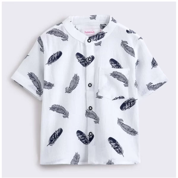 Generic Boy's Cotton Blend Printed Short Sleeve Shirt and Shorts Set (White) - Image 4
