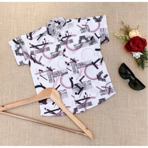 Generic Boy's Cotton Blend Printed Short Sleeve Shirt (MultiColor)