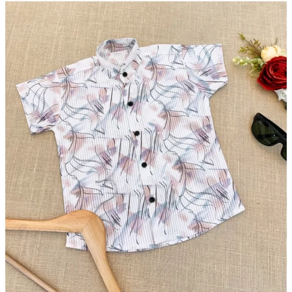 Generic Boy's Cotton Blend Printed Short Sleeve Shirt (MultiColor)