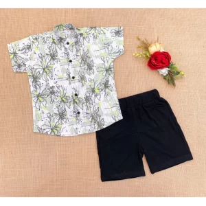Generic Boy's Cotton Blend Printed Short Sleeve Shirt and Shorts Set (MultiColor)