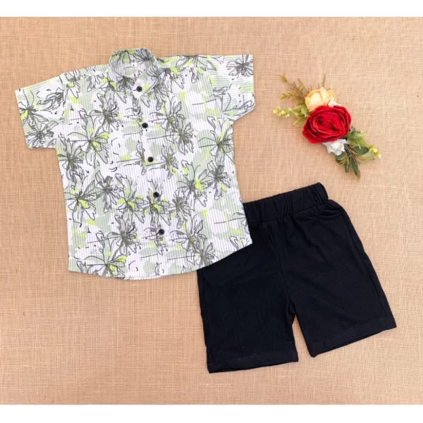 Generic Boy's Cotton Blend Printed Short Sleeve Shirt and Shorts Set (MultiColor)