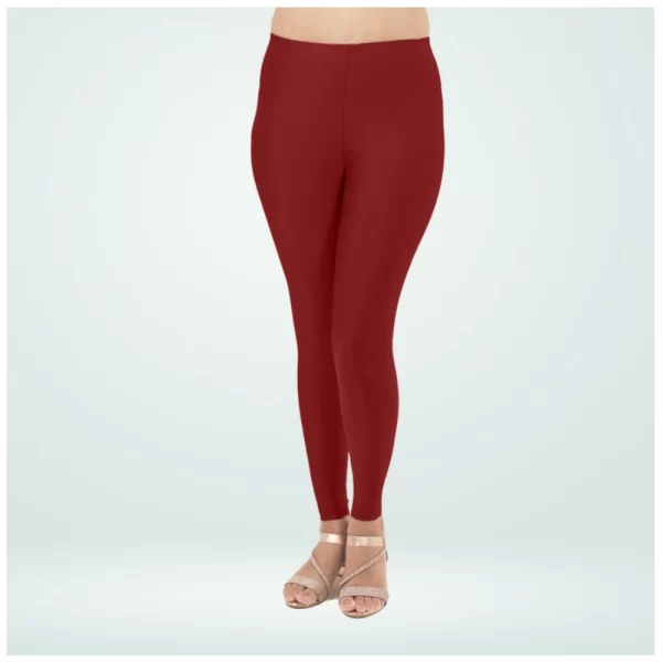 Generic Women's Cotton Blended Solid Shimmer Ankle leggings (Maroon) - Image 4