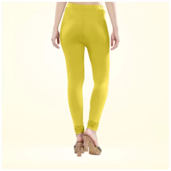 Generic Women's Cotton Blended Solid Churidar leggings (Lemon Yellow) - Image 4