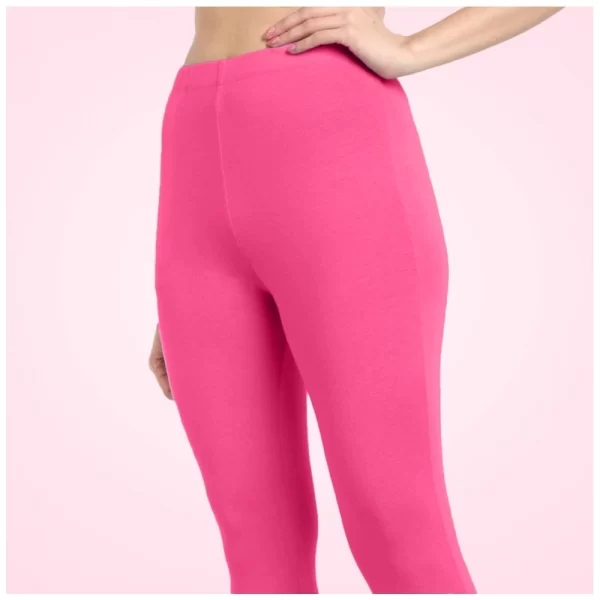 Generic Women's Cotton Blended Solid Ankle legging (Dark Pink) - Image 2